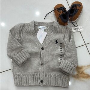 Ralph Lauren Gray Knit Baby Cardigan